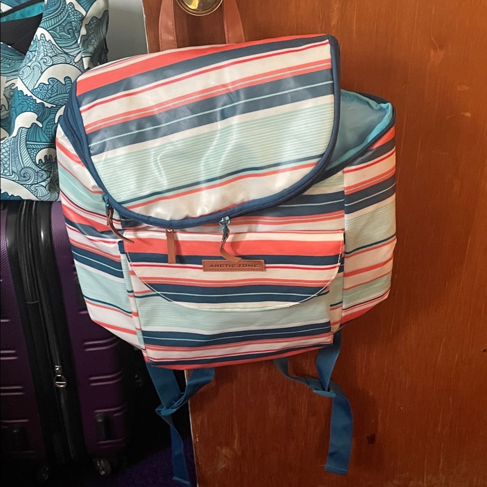 Striped Women's Backpack - Blue and Pink